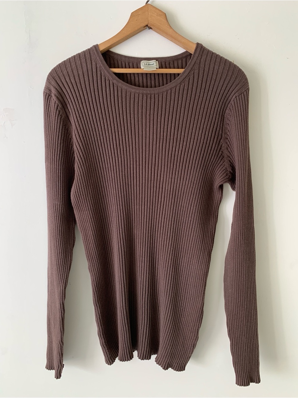 L.L. Bean Ribbed Crewneck Sweater - Chocolate Brown